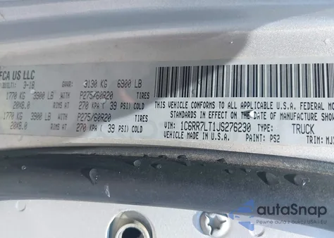 2018 Ram 1500 Big Horn 4X4 5'7 Box from USA, damaged, VIN 1C6RR7LT1JS276230